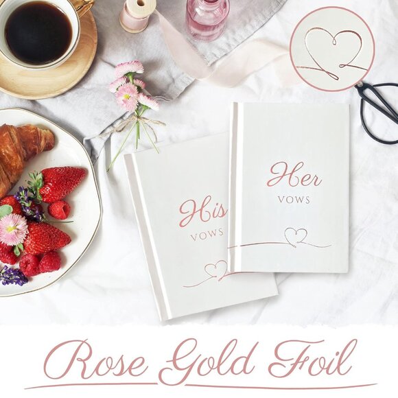 Hard Cover His and Her Rose Gold Wedding Vow Book - Picture 2 of 7